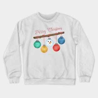 Merry Christmas colorful ornaments on brunch Crewneck Sweatshirt